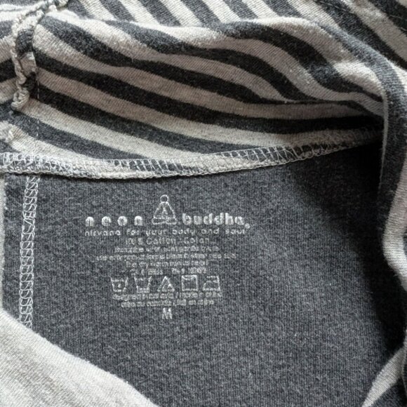 Neon Buddha Tunic Top Cowl Neck Grey Stripes Assymetric Cotton Women's Medium - Picture 11 of 13